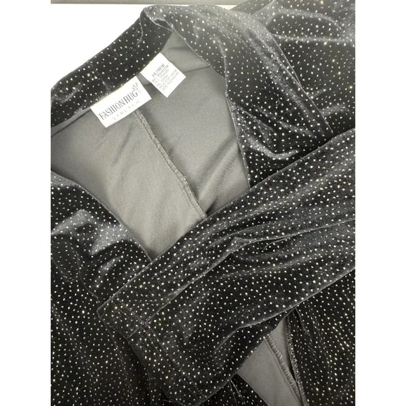 Y2K Sparkle Foil Dot Velvet Jacket 14/16W Black Glam Open Front Fashion Bug - Picture 8 of 9